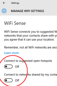 WiFi Sense - signed on to an Online Account