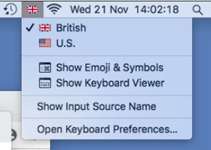 On a Mac, selecting "British" will bring the £ back Mac top menu option to select keyboard layout. Swapping British and US layouts changes shifted 3 key between pounds and hashes